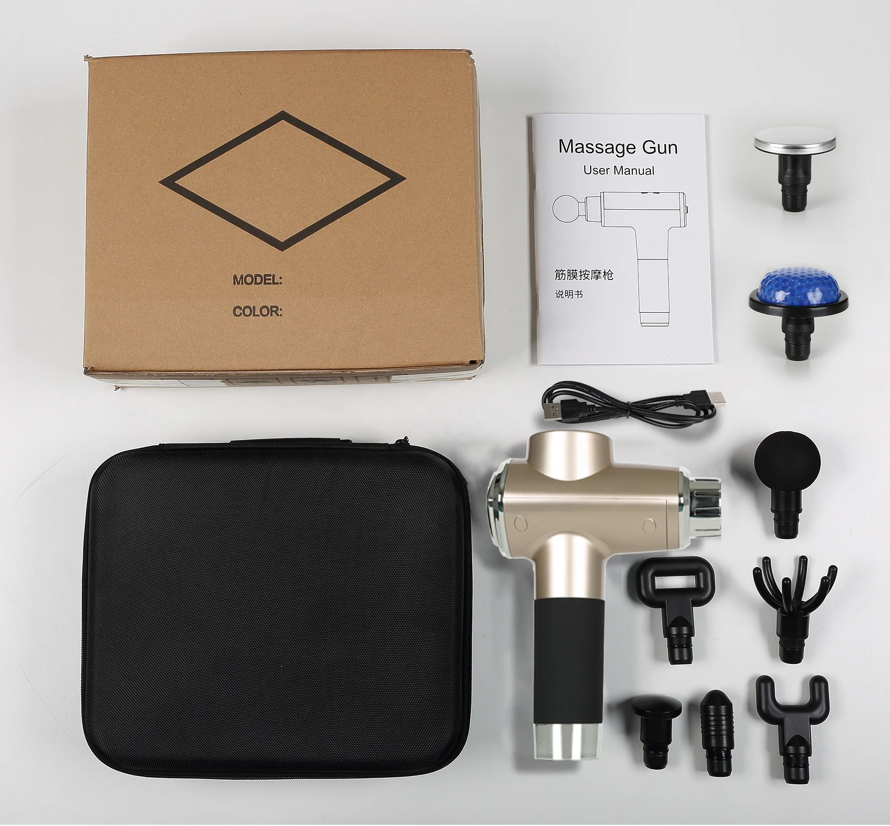 high frequency massage gun brookstone aront fitrx ems a massage gun 10 heads gold