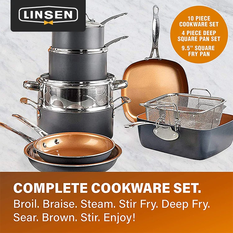 Amazon Same Paragraph Hot Sale Customization 13Pcs Saucepan Cook Ware Kitchen Non Stick Cookware Set