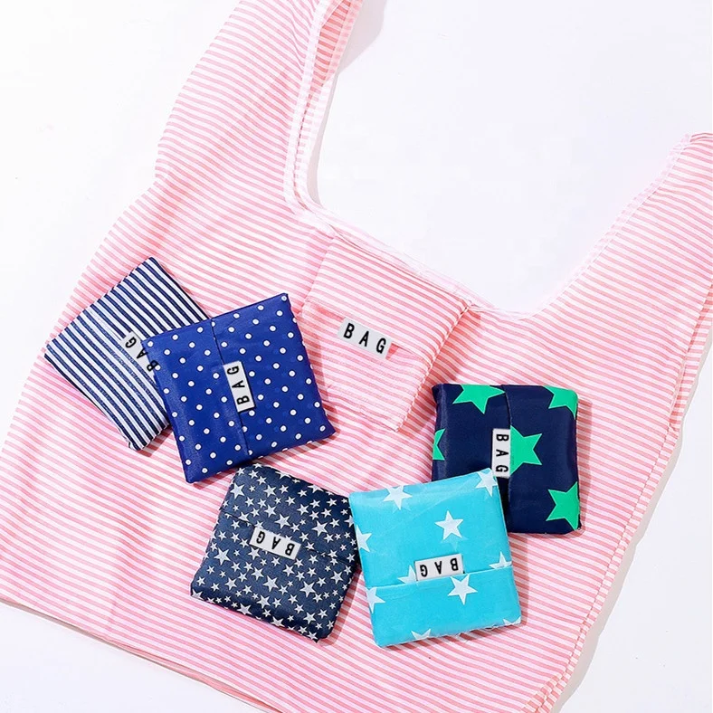 
Promotional foldable eco-friendly shopping bag nylon waterproof tote pouch handbag reusable grocery storage bag 