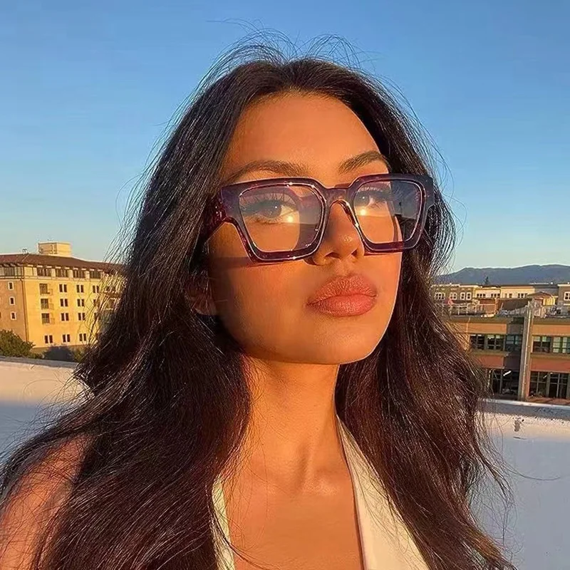 2024 The latest fashion all-in-one anti-blue light mirror large frame plain makeup god unisex glasses daily wear