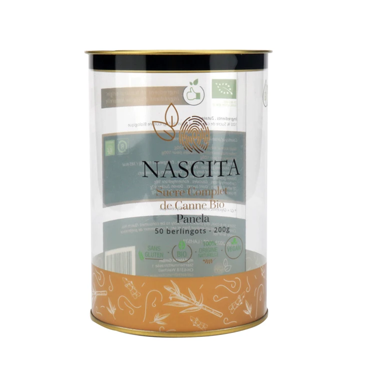 Cylinder Packaging Clear Plastic Box PET Plastic Custom Tin Cylinder Tube Snack Packaging Box