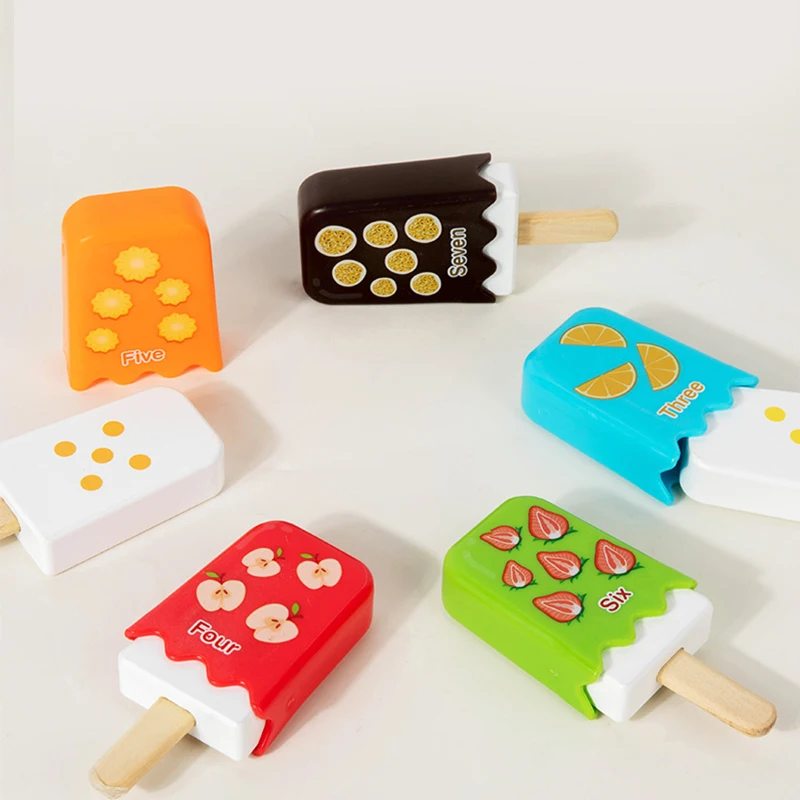 Montessori counting toy number matching learning ice cream toy preschool math learning numbers English words match game