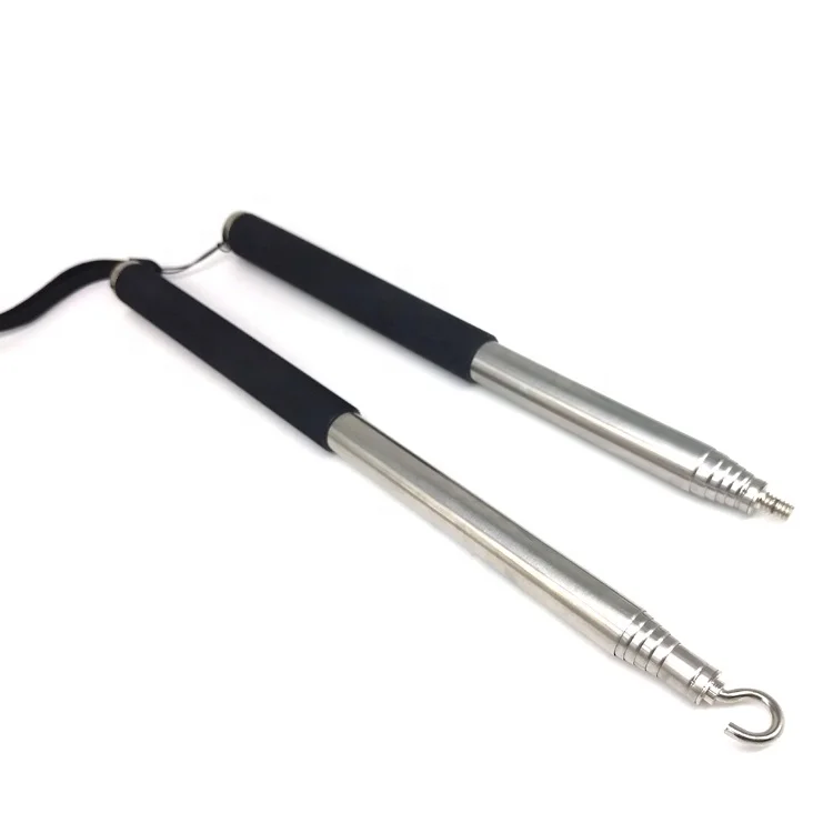Custom length extension tube tools stainless steel aluminum telescopic pole with metal hook clasp
