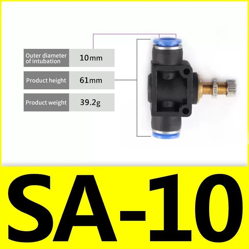 SA Control 4-12 OD  Flow Control Valve Speed Controller Pneumatic Push To Connect Air Fitting