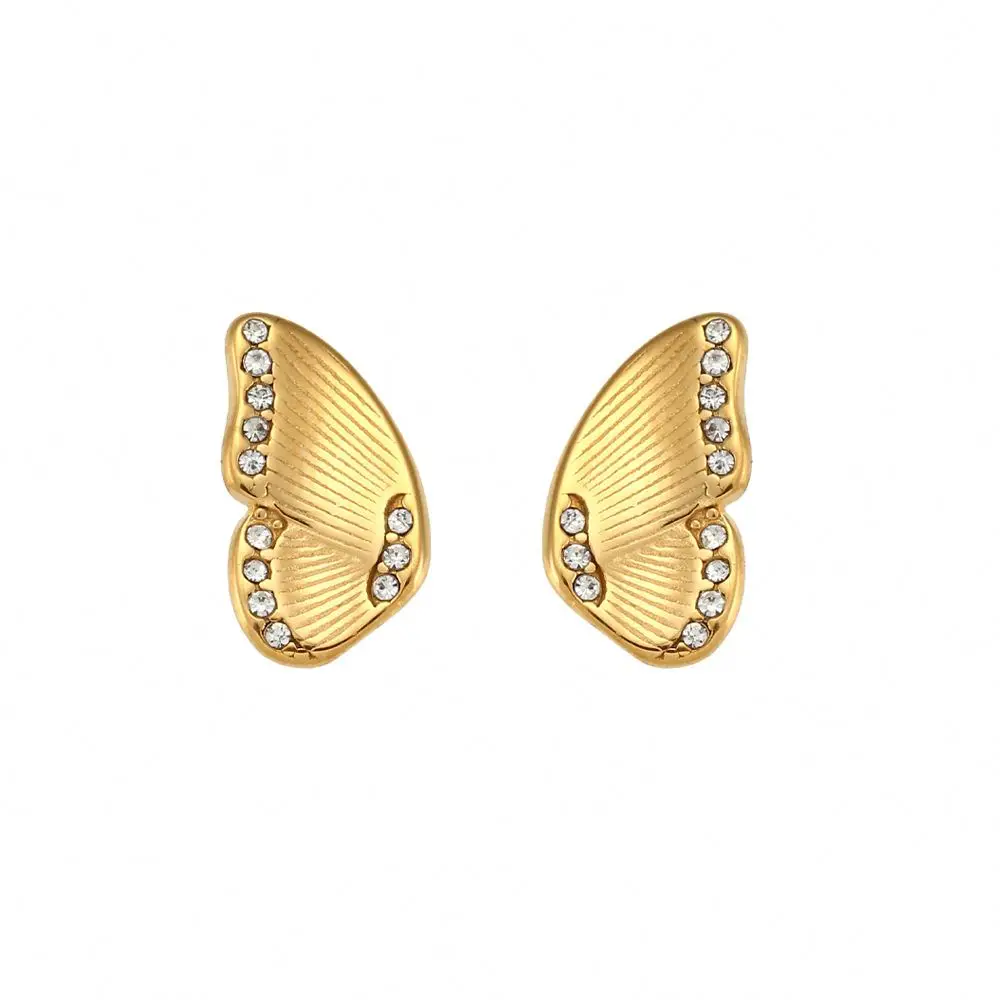 Stainless Steel Zircon Stud Earring Gold Plating Zircon Animal Butterfly Earring For Women fashion jewelry earrings