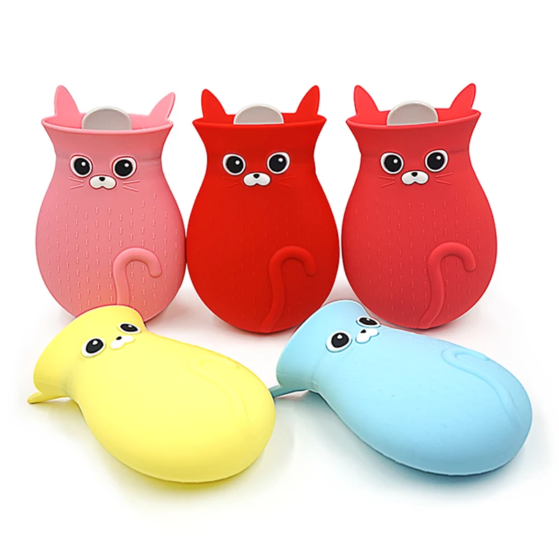 Симпатичная портативная термобутылка в форме кошки для микроволновой печи, массажный силиконовый мешок для горячей воды