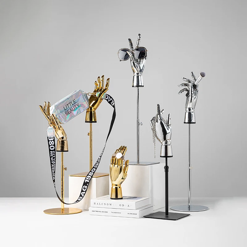 Hand Mold Props Clothing Store Window Display High-grade Electroplating Gold Silver Hand Model Articulated Hand Ornaments