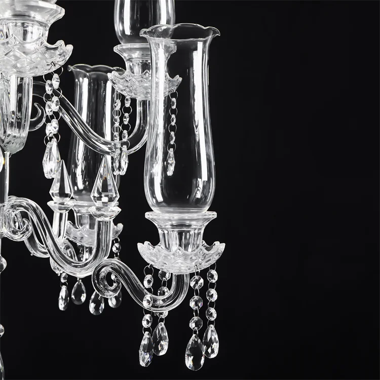 Glass Tube Hanging Tall Big Wedding Event Party Centerpieces Decoration 9 Arm Crystal Candelabra Candle Holder Candlestick