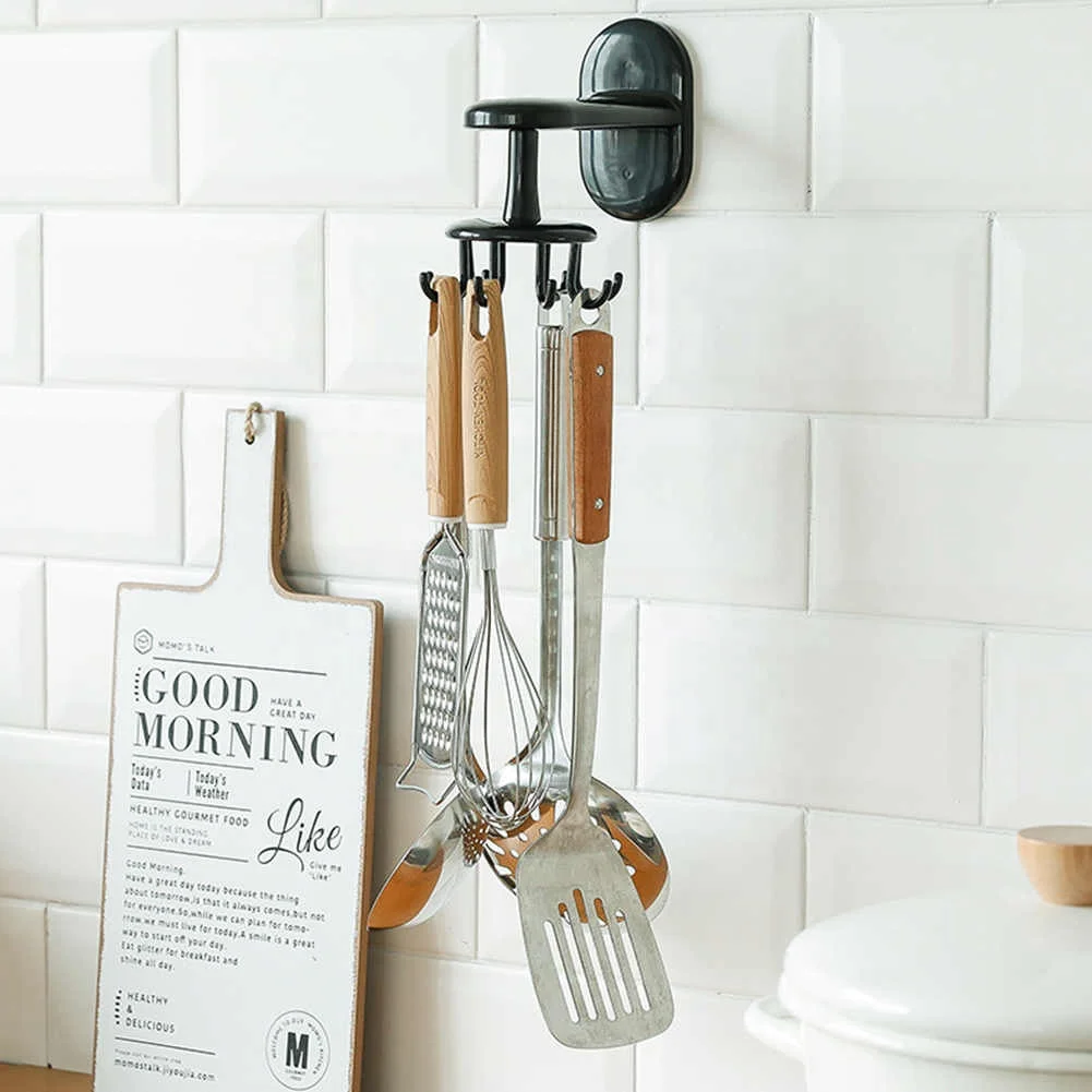 Ties Bag Hanger Hanging Racks 360 Degree Kitchen Rotating Hooks Nail-free Holder Hanging Storage Rack Hanger