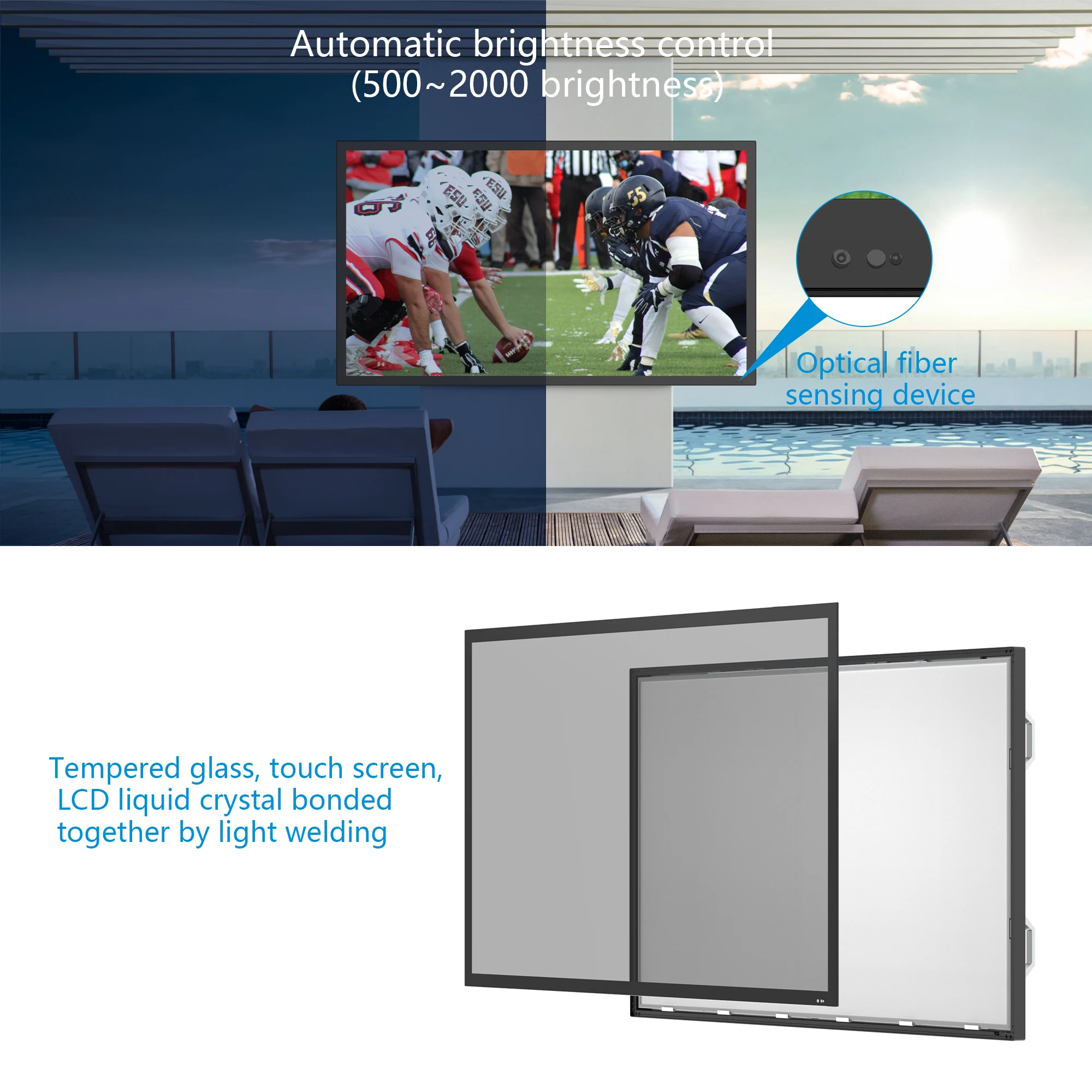High-brightness outdoor display tv