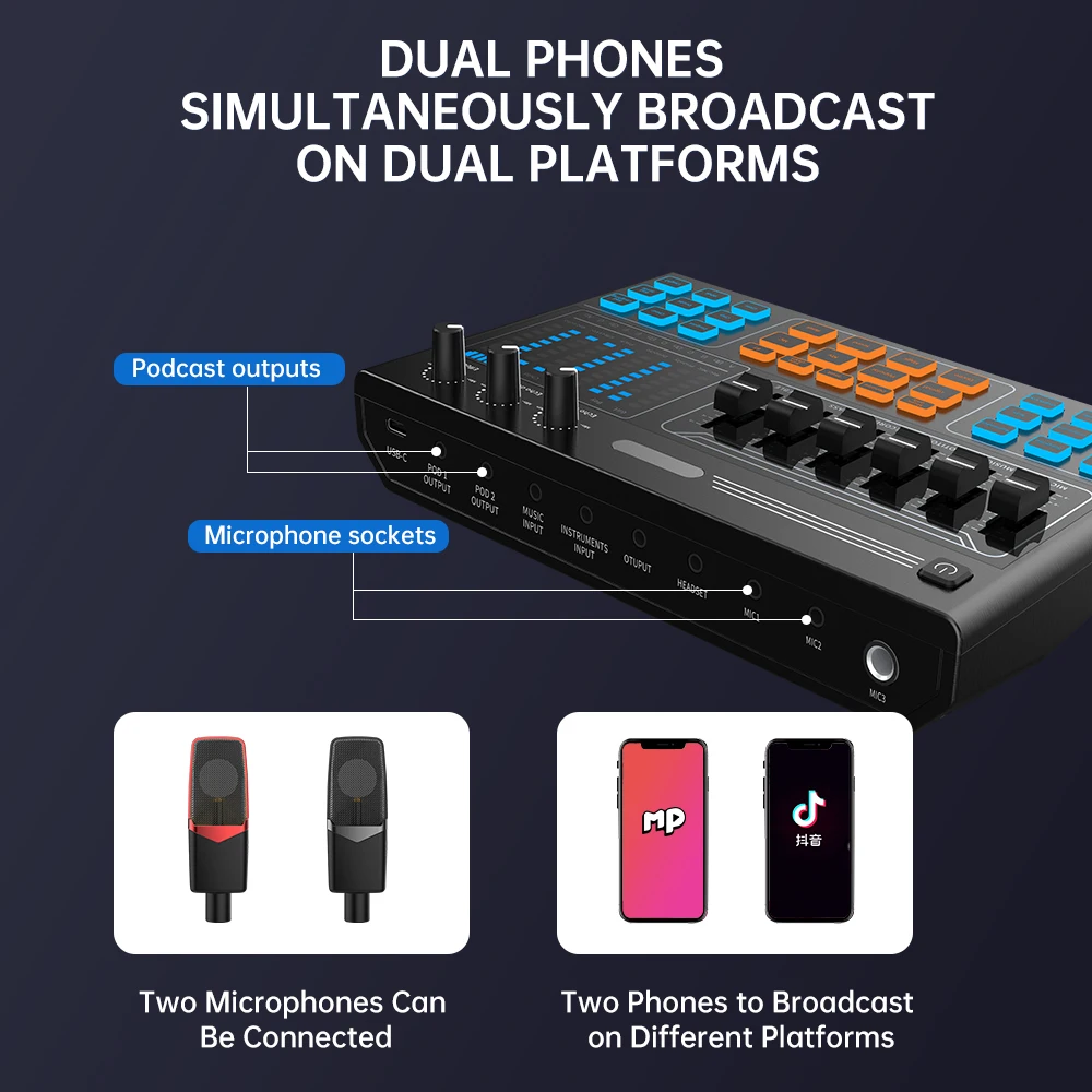 Live K song play multi-effects umlaut OTG recording audio mixer sound