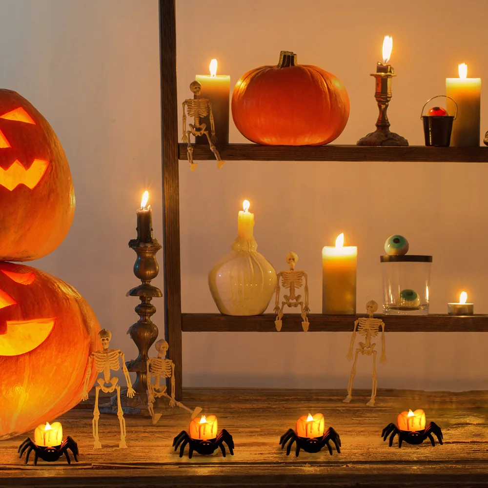 Jartown Halloween atmosphere decoration decoration props Halloween spider candle light LED electronic luminous night light