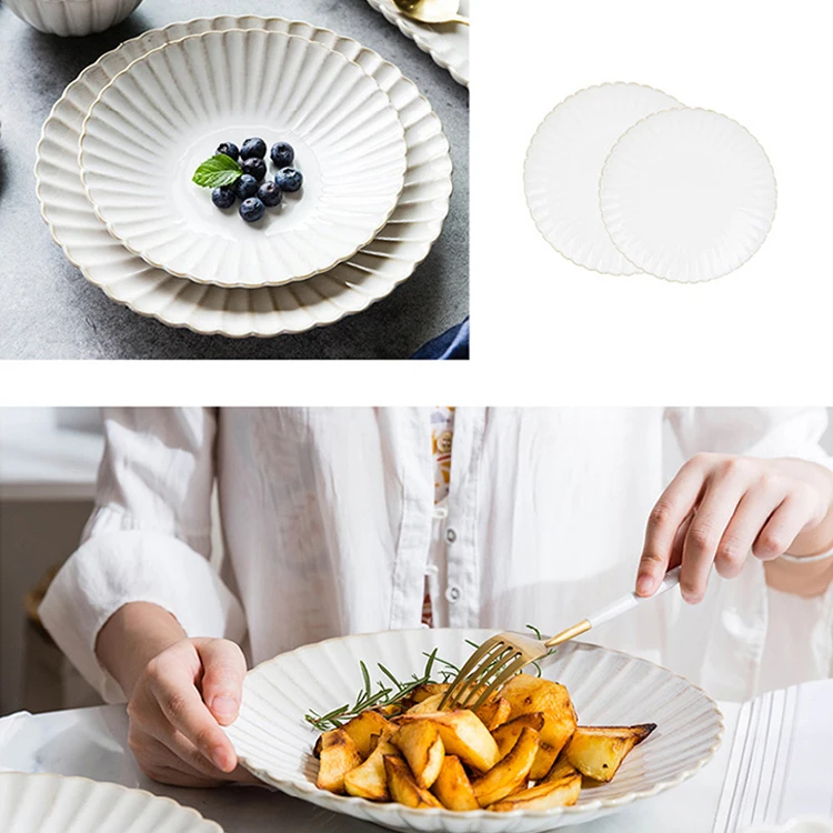 White Ceramic Plate, For restaurant Home Tableware Porcelain DInner Plate Bulk Ceramic Plates and Bowls Dish Buffet