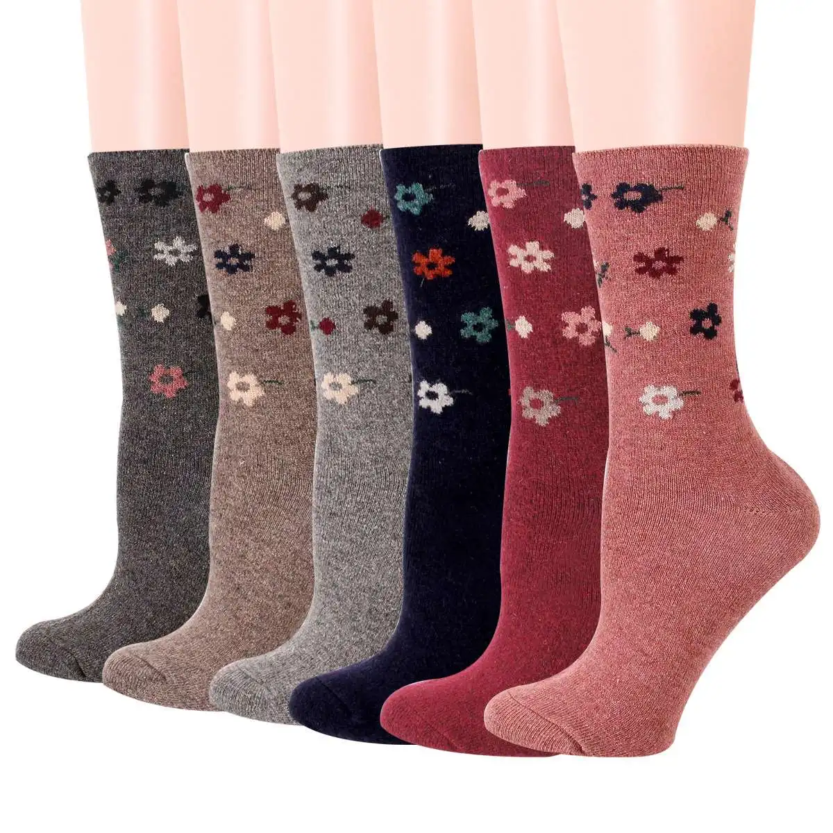 Winter thickened flower wool thick simple cylinder cashmere warm ethnic custom socks