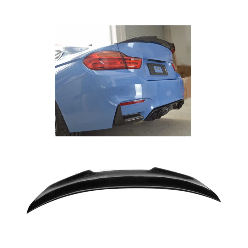 PSM Style Rear Spoiler For 2014-2019 BMW 4 Series F32 F82 M4 Carbon Fiber High Kick Trunk Lip Spoiler