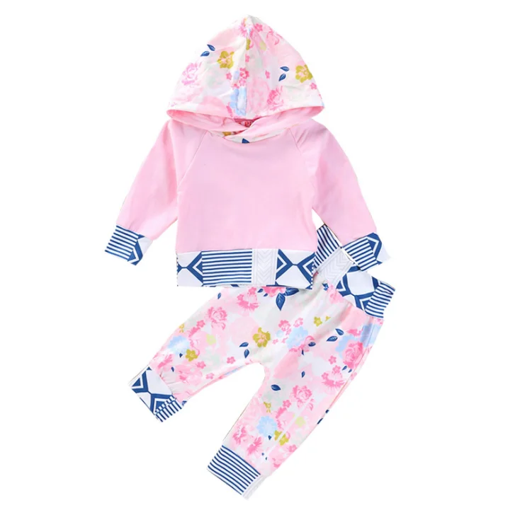 
Brand Name Geometric Hoodie And Floral Pants Shopping Online Clothing Set 