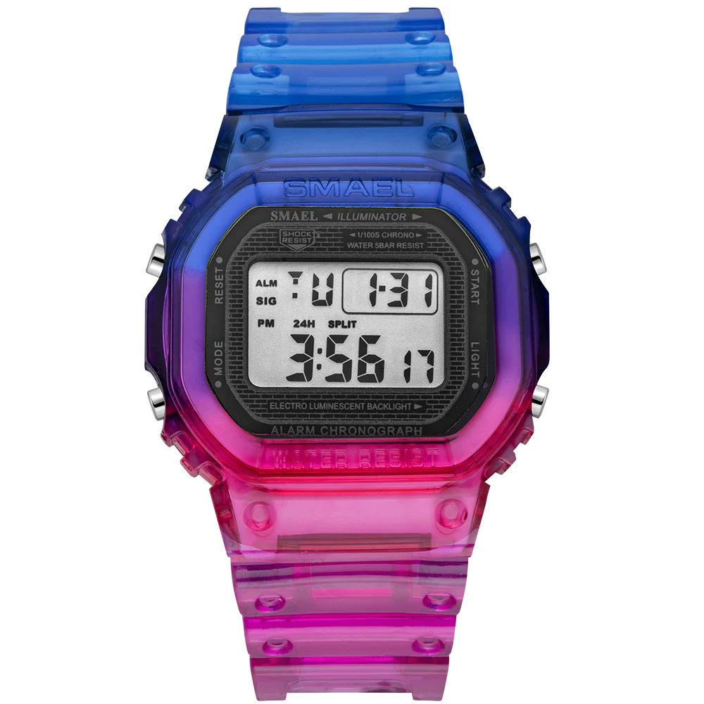
smael 1905 digital watch gradient color water resistant sport watch 