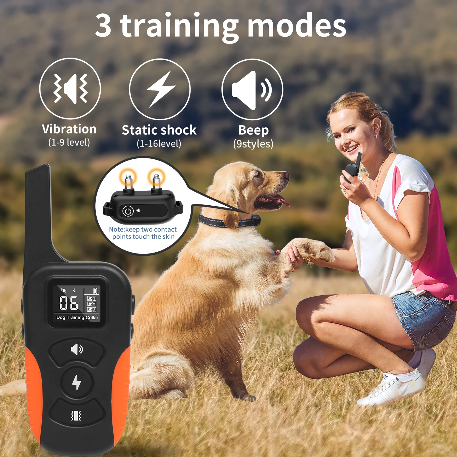 1000 meter with distant control correct misconduct Remote control dog training collar dog shock collar with remote