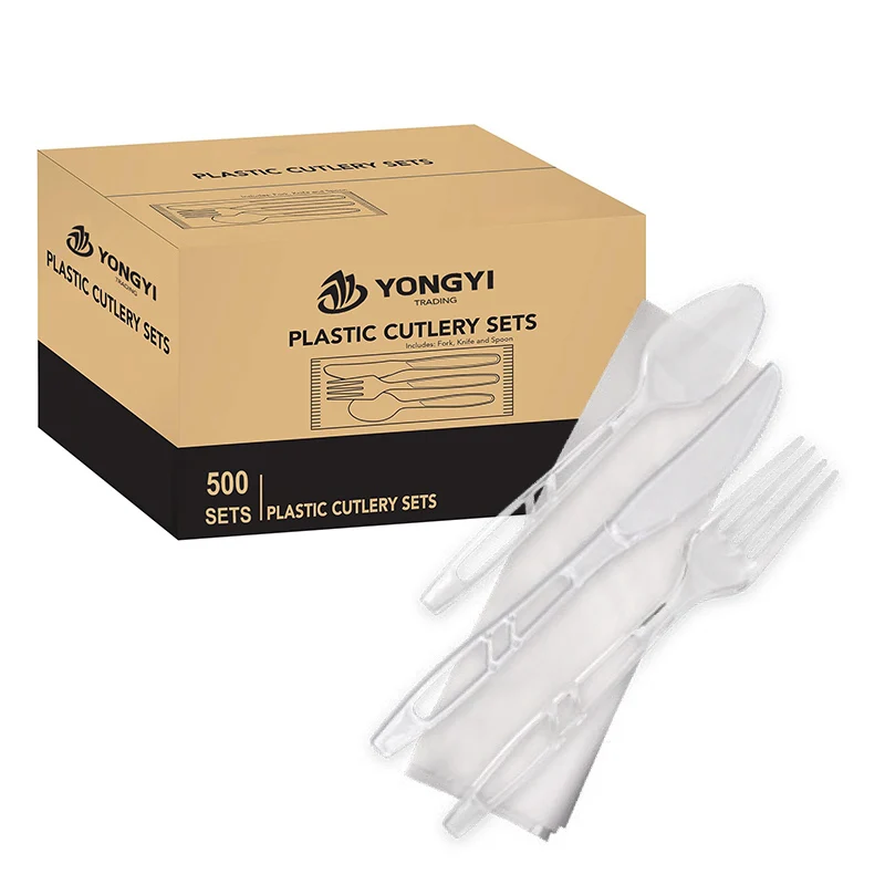 High quality disposable cutlery flatware sets plastic spoons forks