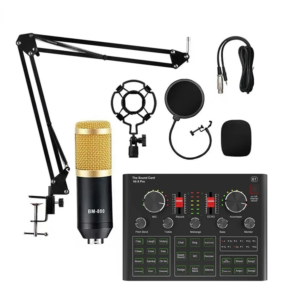 Конденсаторный микрофон BM800 звуковая карта V9X PRO Миксер для игр DJ набор прямой трансляции записи телефон K-трек компьютер караоке