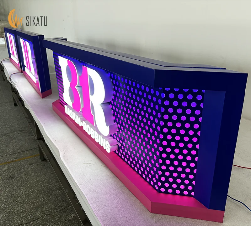 High Brightness Led Acrylic Letters Steel Back Plate Abs Frontlit 3D Square Logo Display Signage Board Shop Business Brand Sign