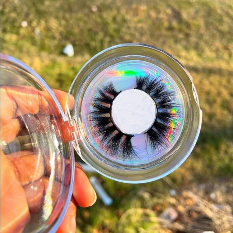 Custom eyelashes and packages clear round shape eyelash packaging box plastic lashes boxes custom logo packaging wholesale