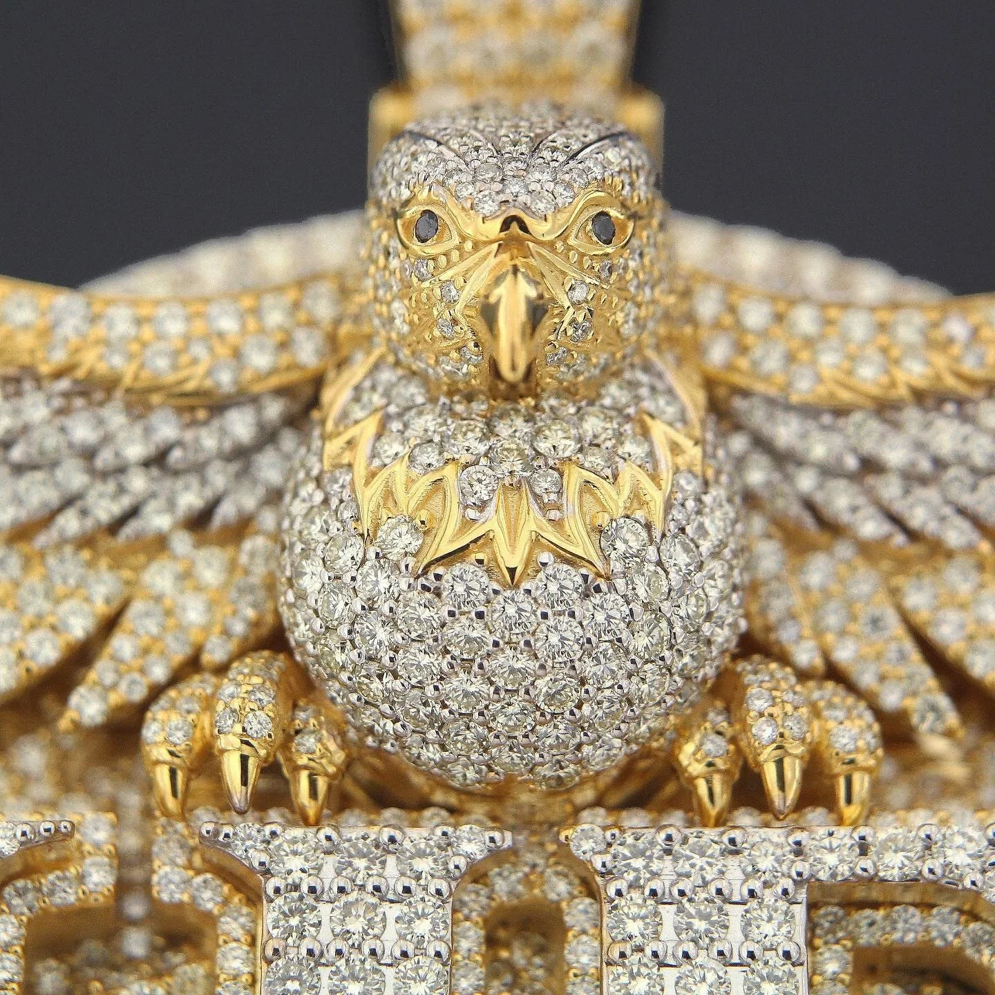 18k Real Gold Plated Iced Out Jewelry 3D Design Eagle Moissanite Solid Circle Pendant 925 Hip Hop Rapper Moissanite Pendant