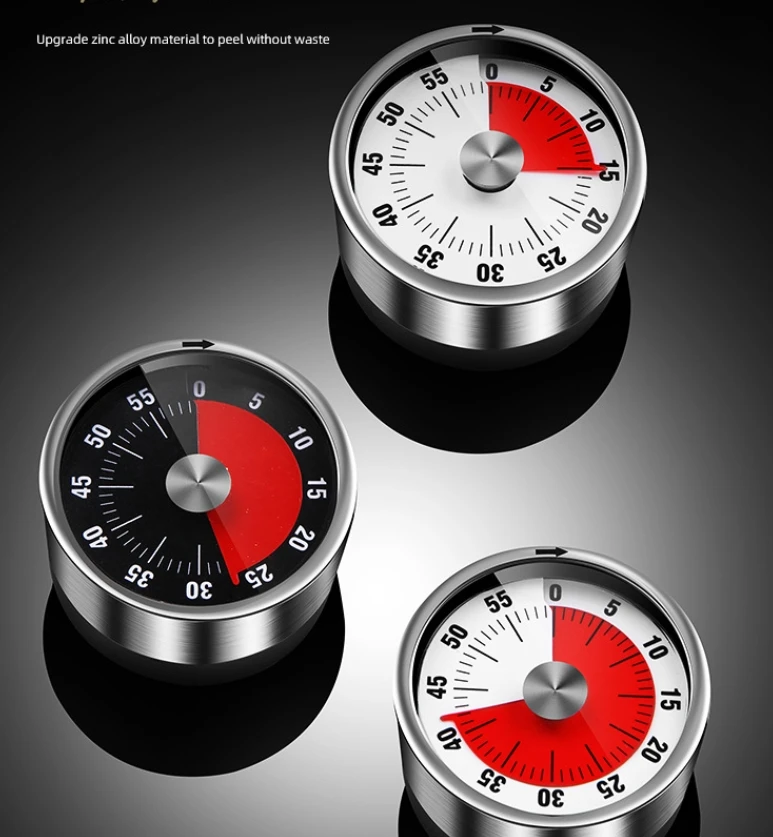 Kitchen Timer Magnetic,Visual Timer for Kids,60-Minute Visual Countdown Timer with Loud Alarm,Magnetic Back & Stainless Steel