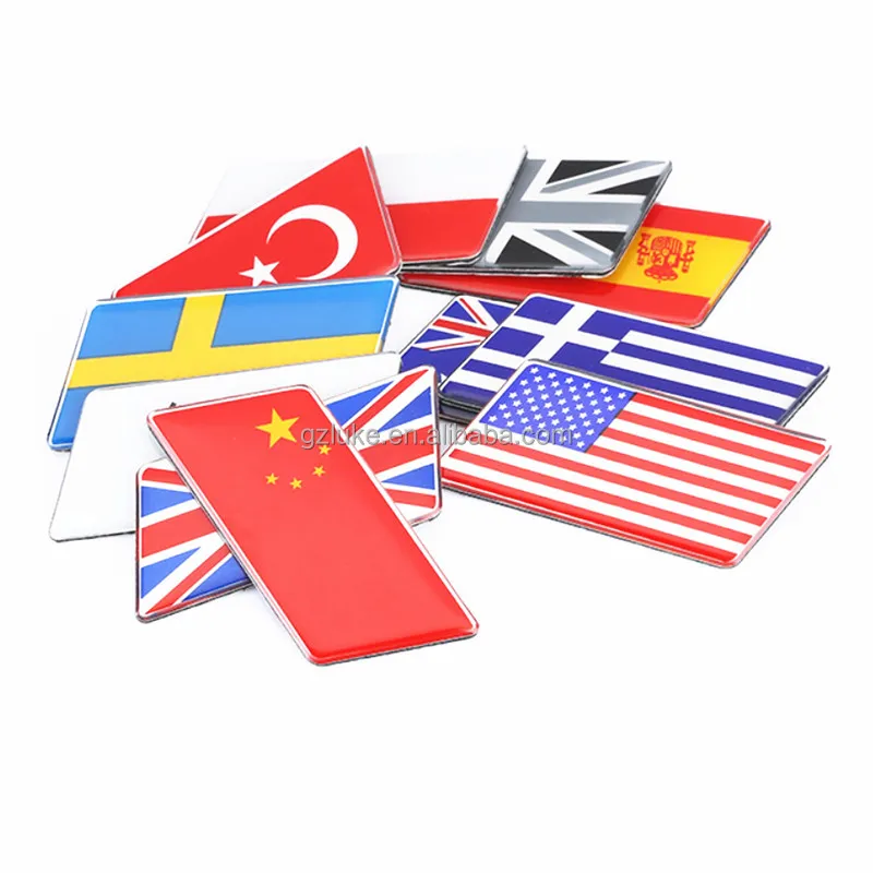 3D Car Stickers Aluminum Flag Grille Emblem Badge Germany France Italy USA All Country Flag Sticker Exterior Accessories
