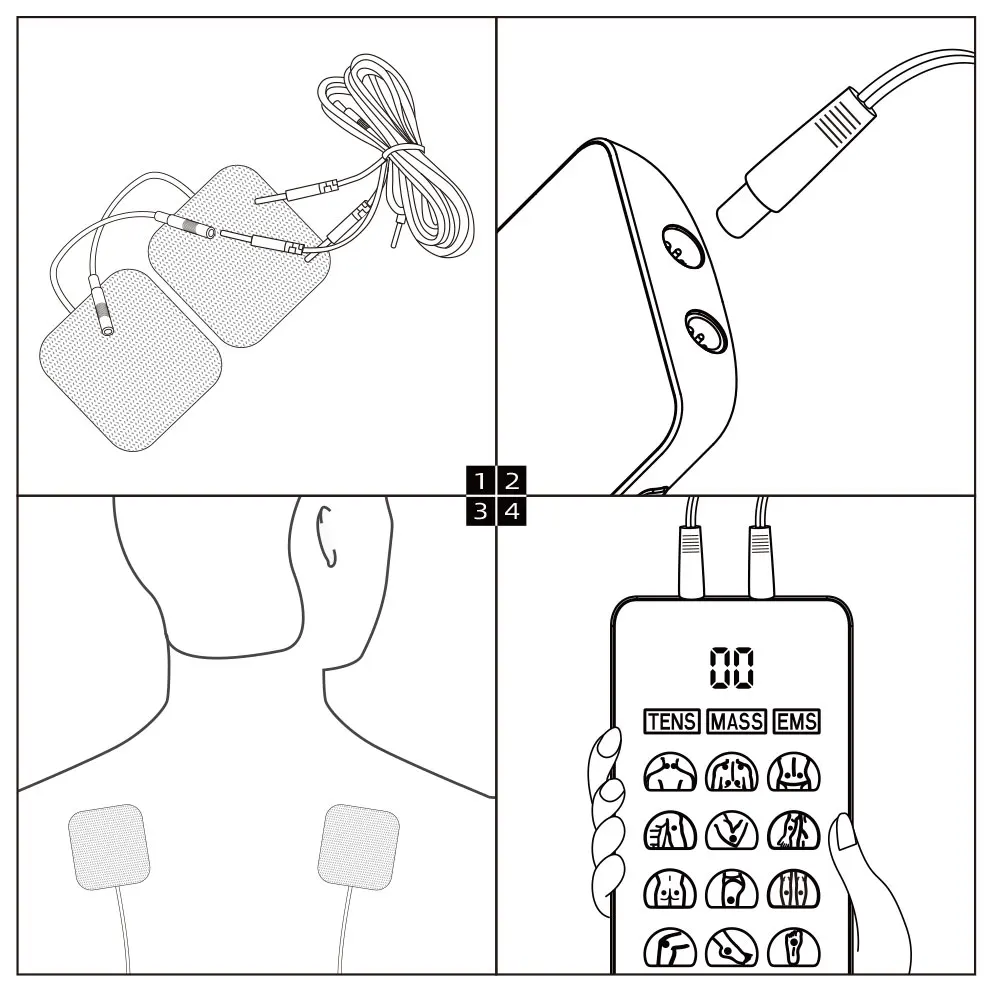 Easy-operate Physiotherapy Equipment Tens Transcutaneous Electrical Tens Machine Electrodes Unit Electric body massager