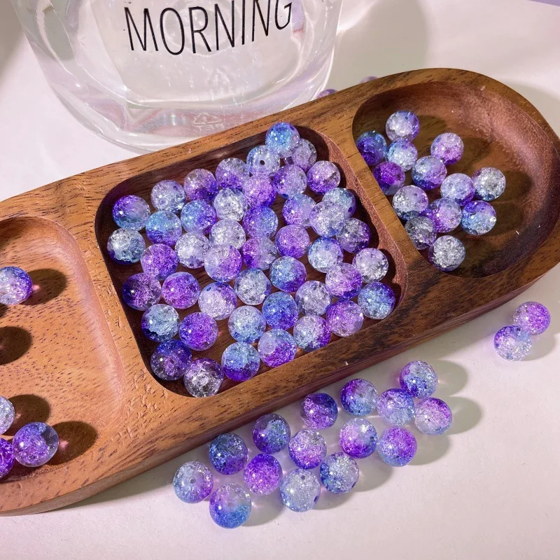 New arrivals premium mix color cracked glass beads crystal crackle lampwork for DIY accessory for jewelry making