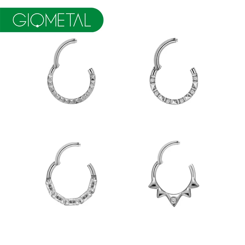 Giometal G23 ASTM F136 титановый пирсинг сегментное кольцо верхние концы носа украшения для кликер серьги пирсинга