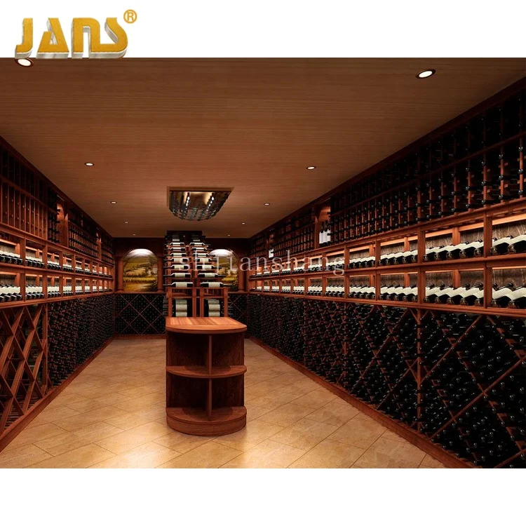 Manufacturer custom wooden five floors multi-layer  wine shelves wine rack for wine cellar