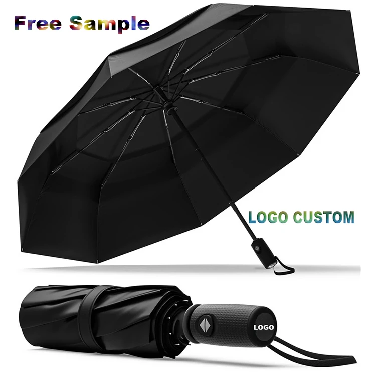 Semi Automatic 3 Folding Umbrella with Logo for The Rain Paraplui Sombrillas Paraguas Custom Logo Outdoor CLASSIC Oxford Fibre