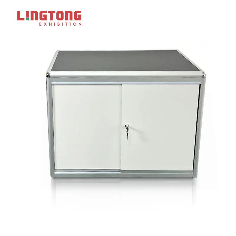 Easy-install Aluminum Frames Exhibition Reception Desk Folding Lockable Counter For Venue