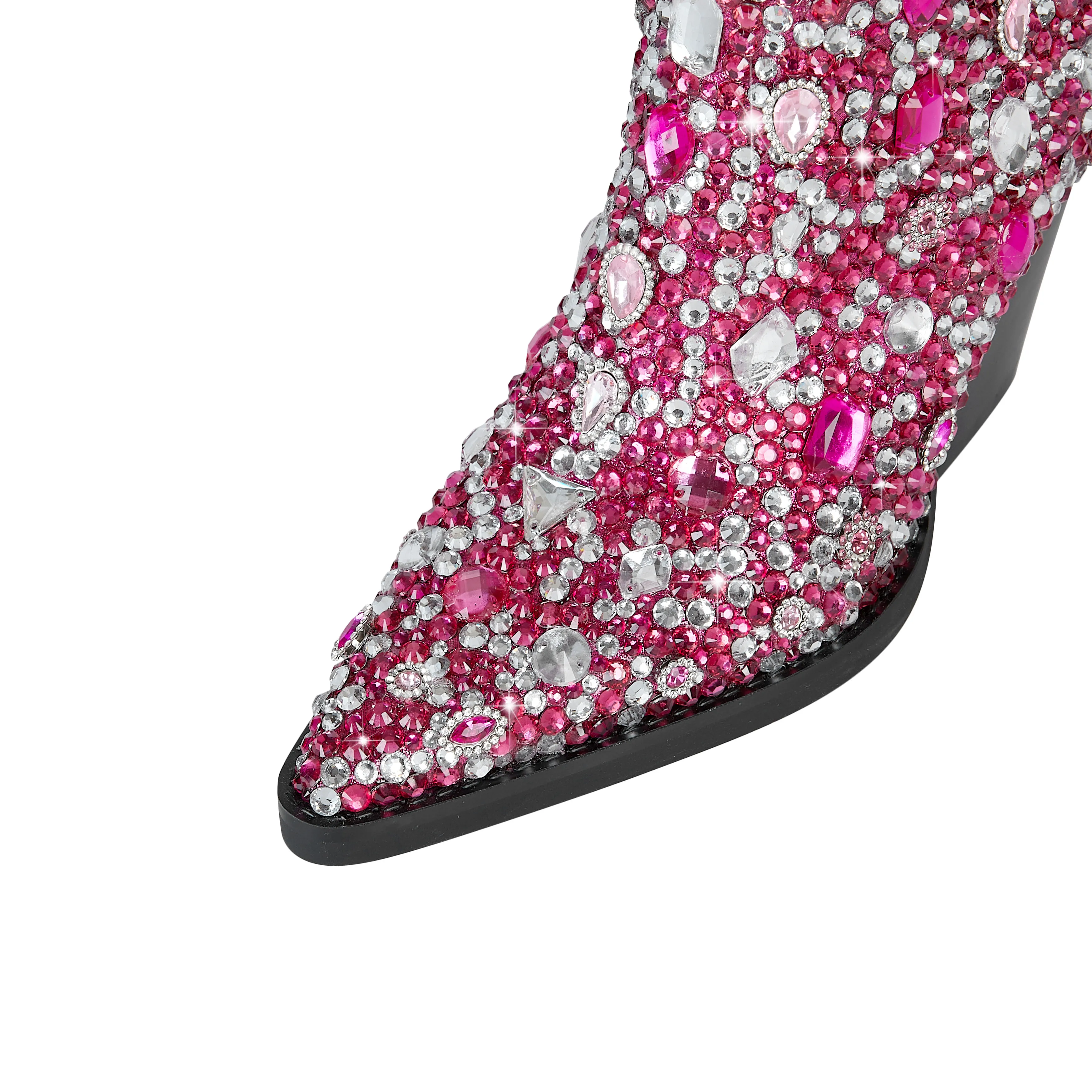 WETKISS 2023  Pink Jewelry Luxurious Rhinestones Hand Inlay Pointed Toe High Heel Western Boots Boots For Women And Girls