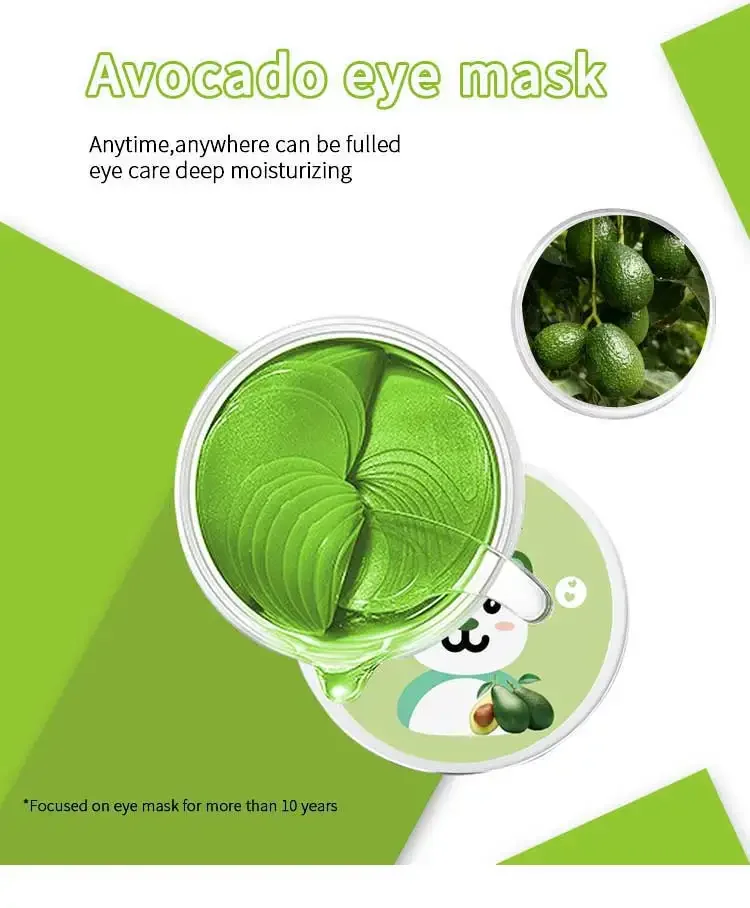 Popular Organic Nourishing Repairing Elastic crystal collagen Remove dark circles and eye lines Avocado Eye Patches