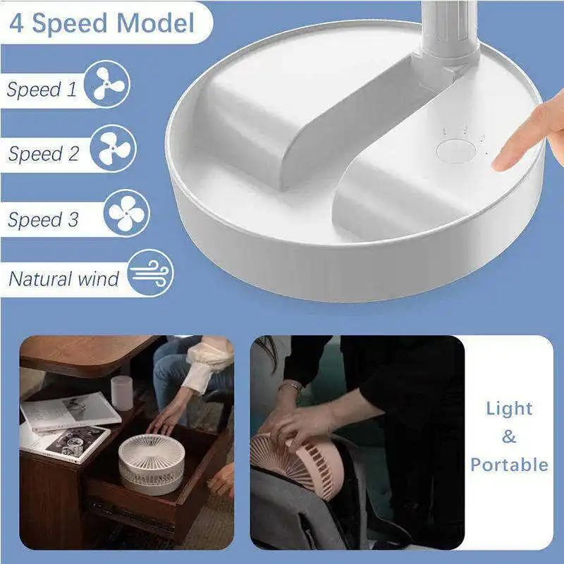 New Product Customizable Outdoor Mini Rechargeable Folding Fan Travel Foldable Adjustable Table Fan