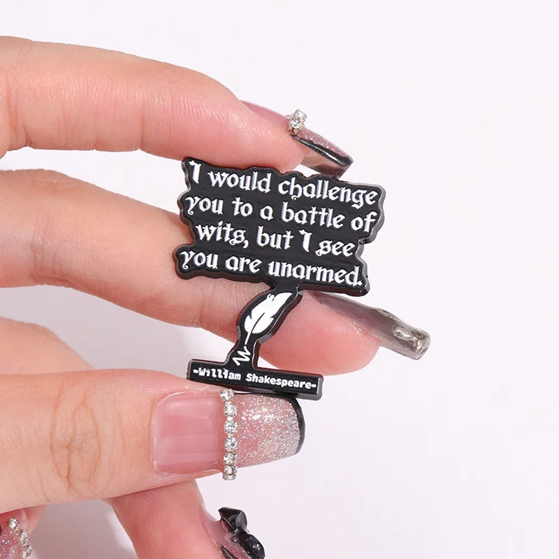 Wholesale Feather pen Metal Craft Cute English Letter Character Design Pin Badge Stocked Cartoon Soft Enamel Pins For Promotion