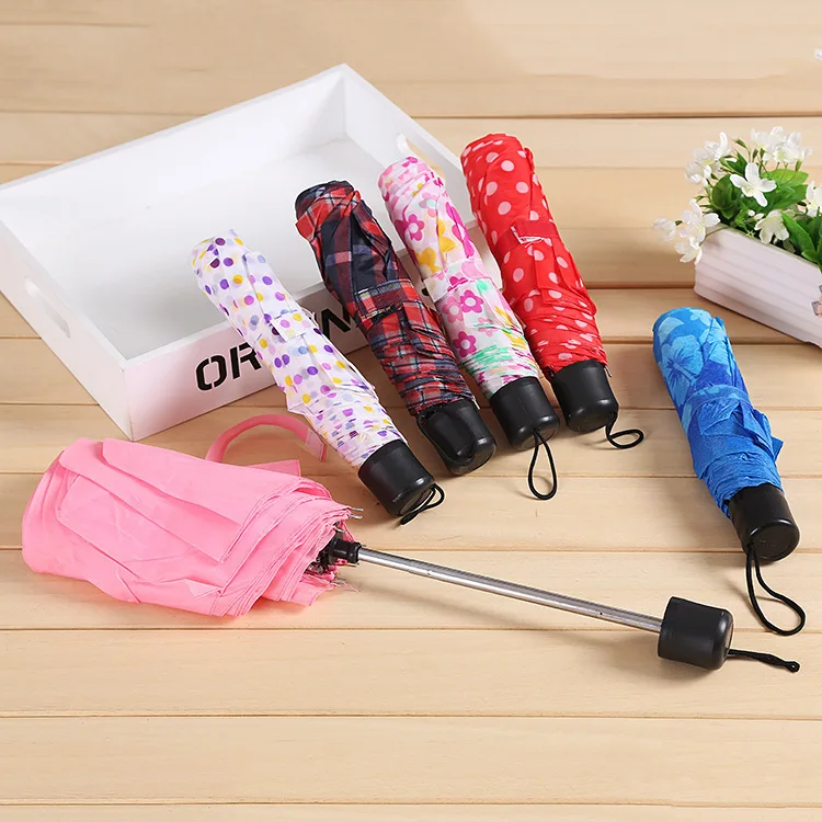 Wholesale  Cheap Souvenir Commercial Pongee Gift Folding Umbrella Promotion Custom Logo Printing Automatic Foldable Umbrella