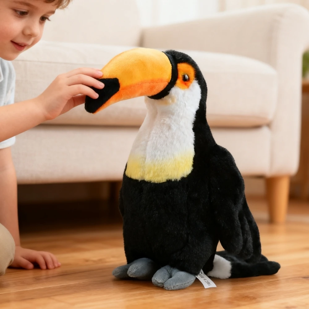 OEM ODM Plush Toys Manufacturer Interactive Educational Bird Toucan Toy Dolls for Baby Toddler Learning Play