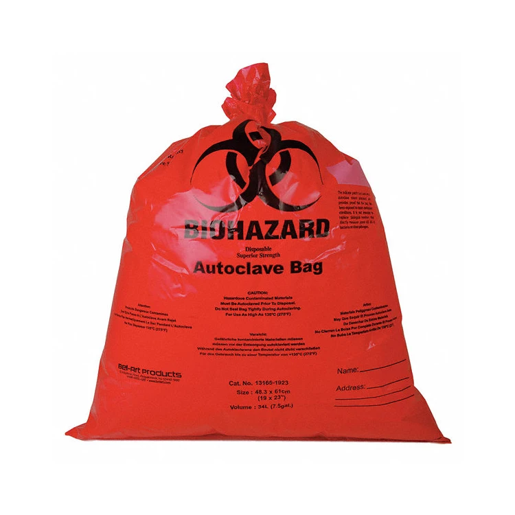 Biohazard waste bag, disposable hospital waste bags,  biodegradable biohazard bags