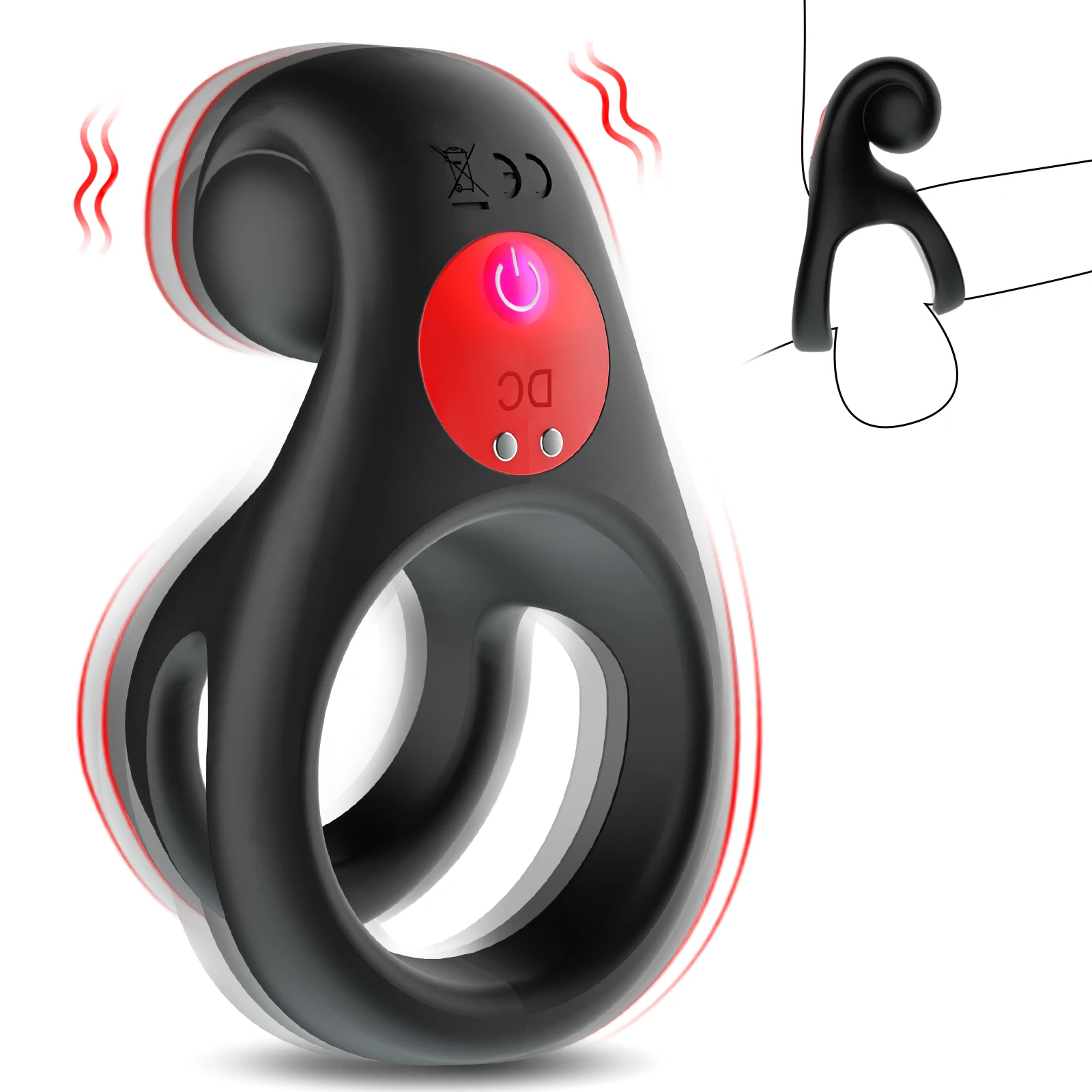 Vibrating Cock Ring double ring vibration 10 speed delay ejaculation penis exerciser couples share shock erotic products