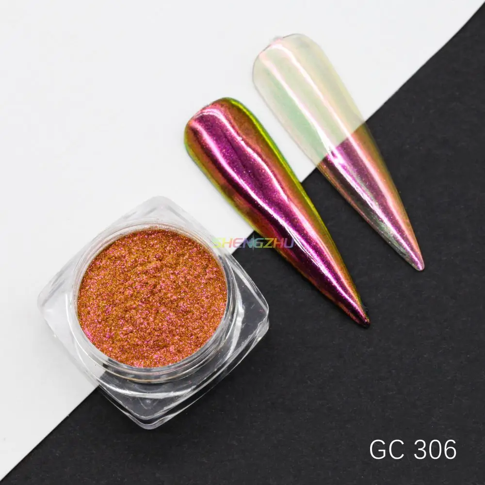 New chrome nail duochrome chameleon multichrome color shifting nail rubbing nailart pigment powder low MOQ customized packing