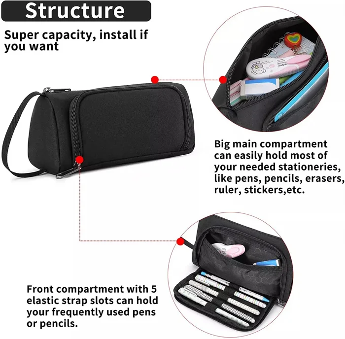 Pencil case for Girl Boys Large Pencil Pouch to Organize Pen Pencil for Middle School College Student Artist Metal Zipper