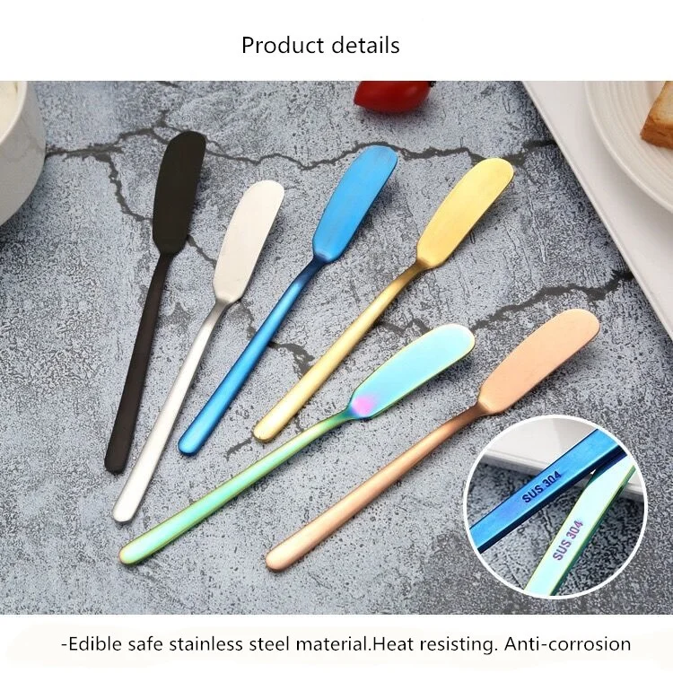  Multi-Color Stainless Steel Butter Knife spreader applicator Breakfast For Soft Cheeses And