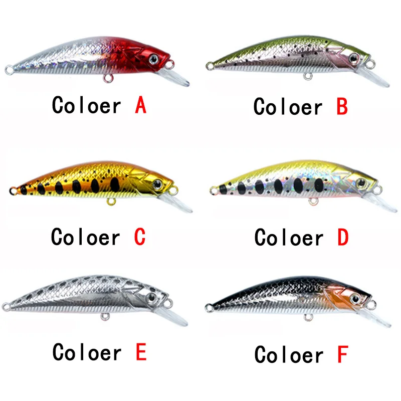 New 5cm 6g Minnow Stream Fishing Lure Mini Trout Baits Small Whopper Vibrating Light Sinking Fish Crankbait Japan Winter Tackle