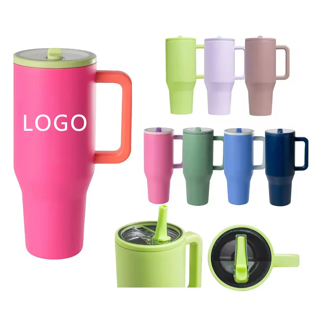 Custom Stainless Steel Insulated Travel Mug 40oz Hydro Jug Traveler No Spill Hydrojug Tumbler Cup With Handle And Flip Straw