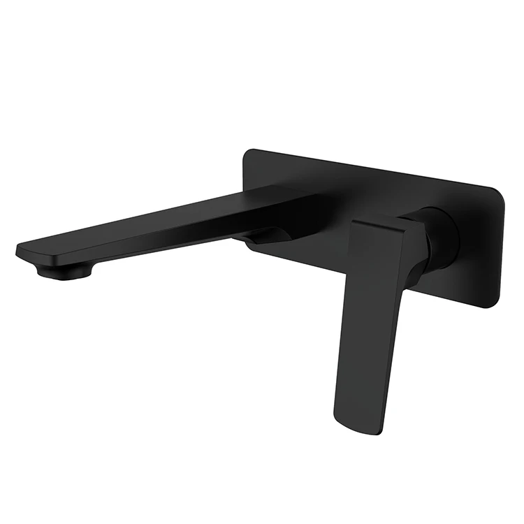 Modern Bathroom Basin Mixer Tap Matte Black Faucet Sink Water Basin Wall Installation Way Basin Faucet