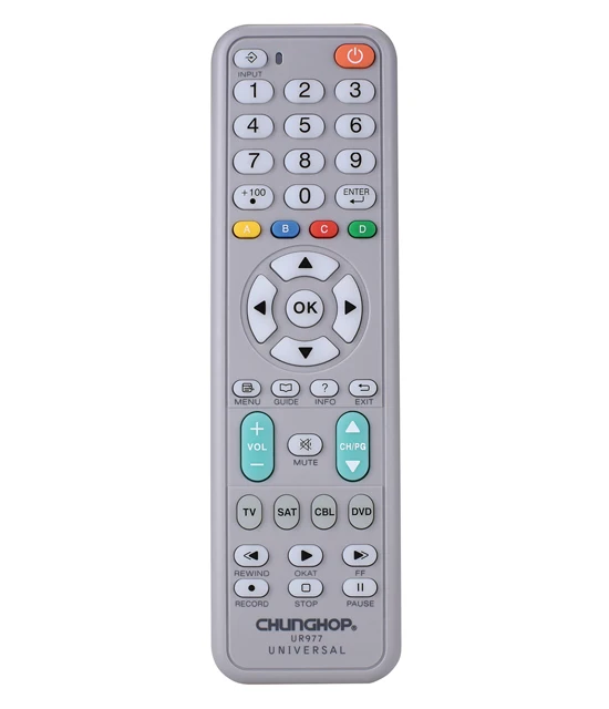 Chunghop UR977 High Quality Universal Remote Control RoHS CE Combines 4 in 1 for Home Appliances